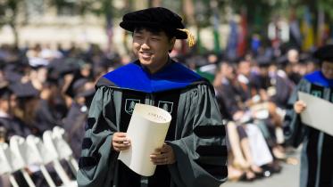 Graduate student at Commencement 